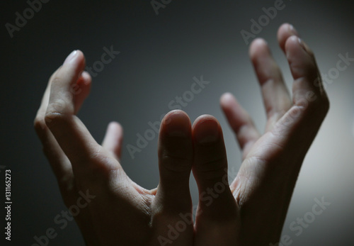 Businessman hands on dark background