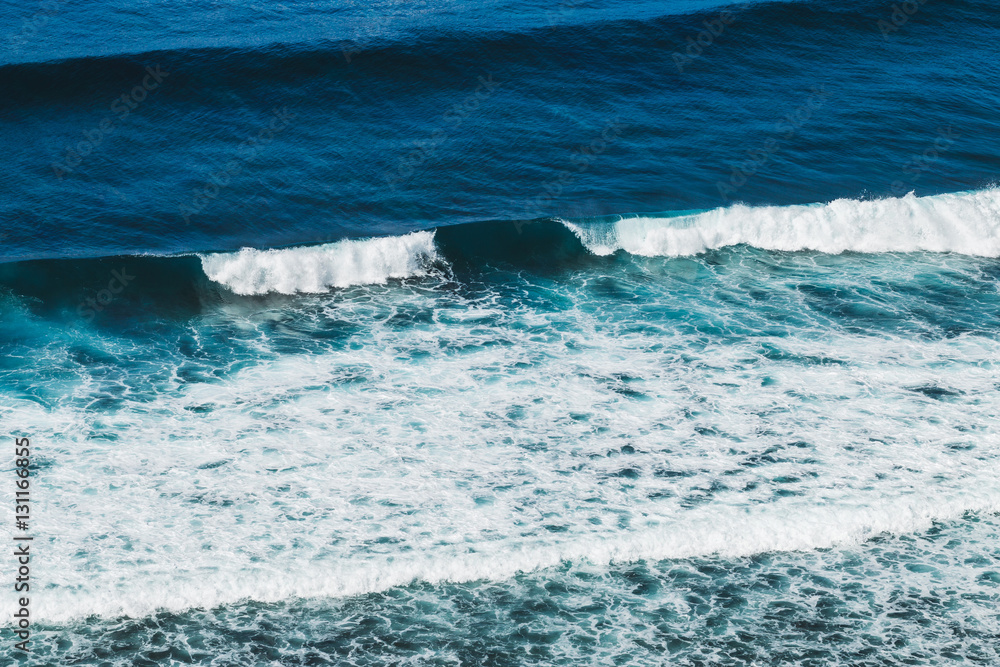 Fototapeta premium Ocean view from cliff coast, Bali sea landscape, look down from