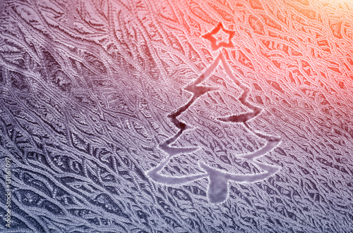 Christmas Tree on a frozen glass