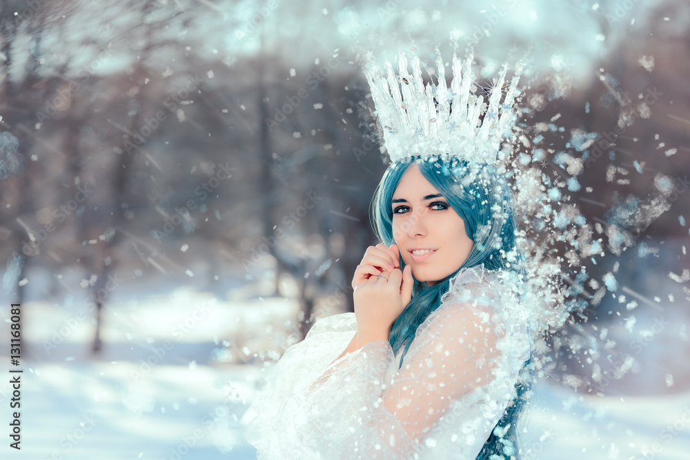 Snow Queen in Winter Fantasy Landscape Snow Queen in Winter Fantasy Landscape