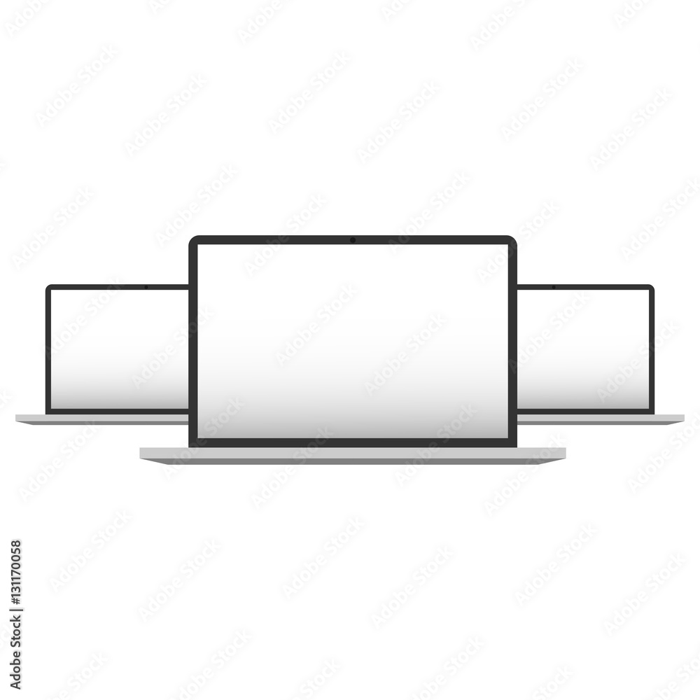 Three laptops isolated on white background. Vector illustration. Three laptops isolated on white background. Vector illustration.