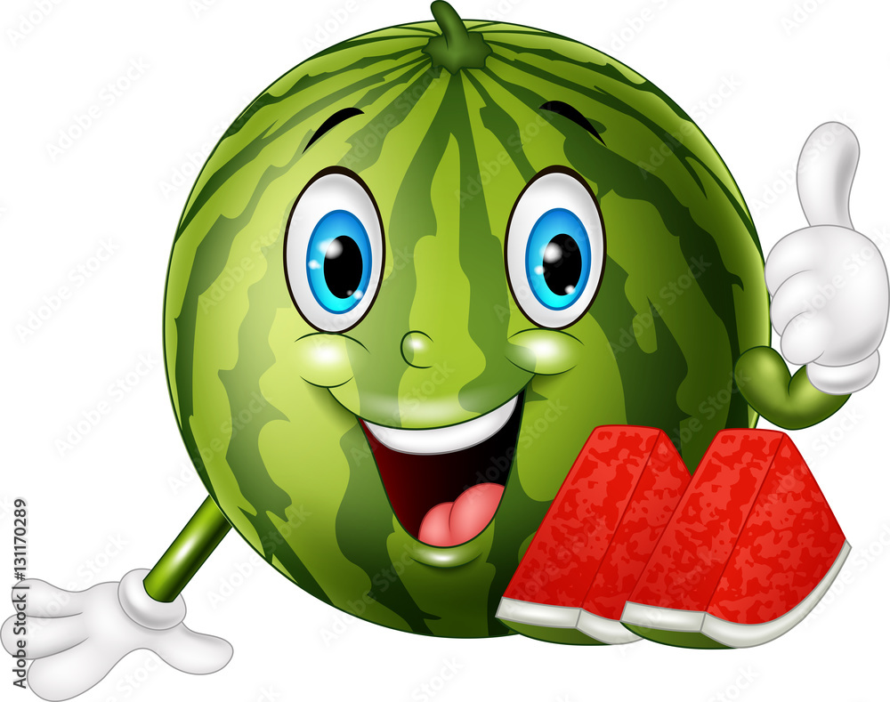 Cartoon watermelon giving thumbs up Stock Vector Adobe Stock