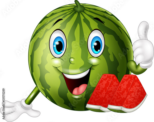 Cartoon watermelon giving thumbs up