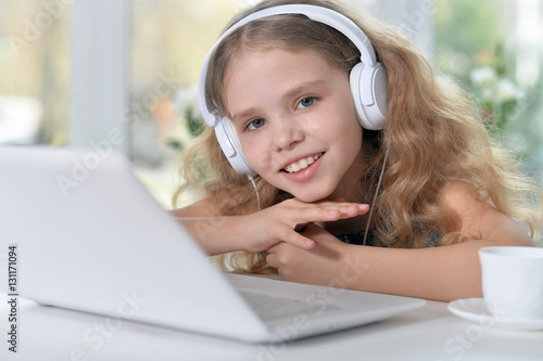 cute girl listening to music