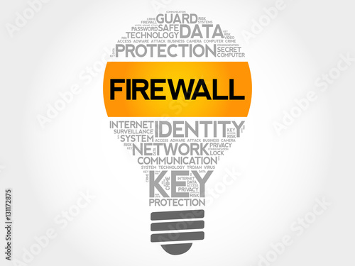 FIREWALL bulb word cloud collage, business concept background
