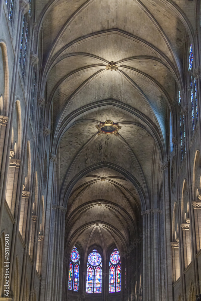 Interior of Cathedral Notre Dame - Paris.