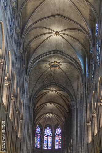 Interior of Cathedral Notre Dame - Paris.