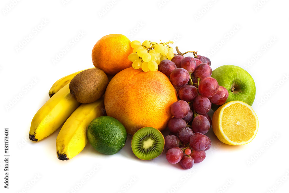 Assortment of exotic fruits isolated on white Assortment of exotic fruits isolated on white