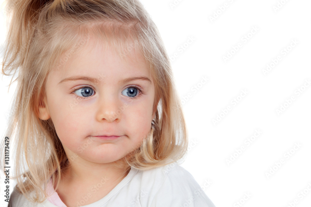 Pretty blonde baby girl with blue eyes Pretty blonde baby girl with blue eyes