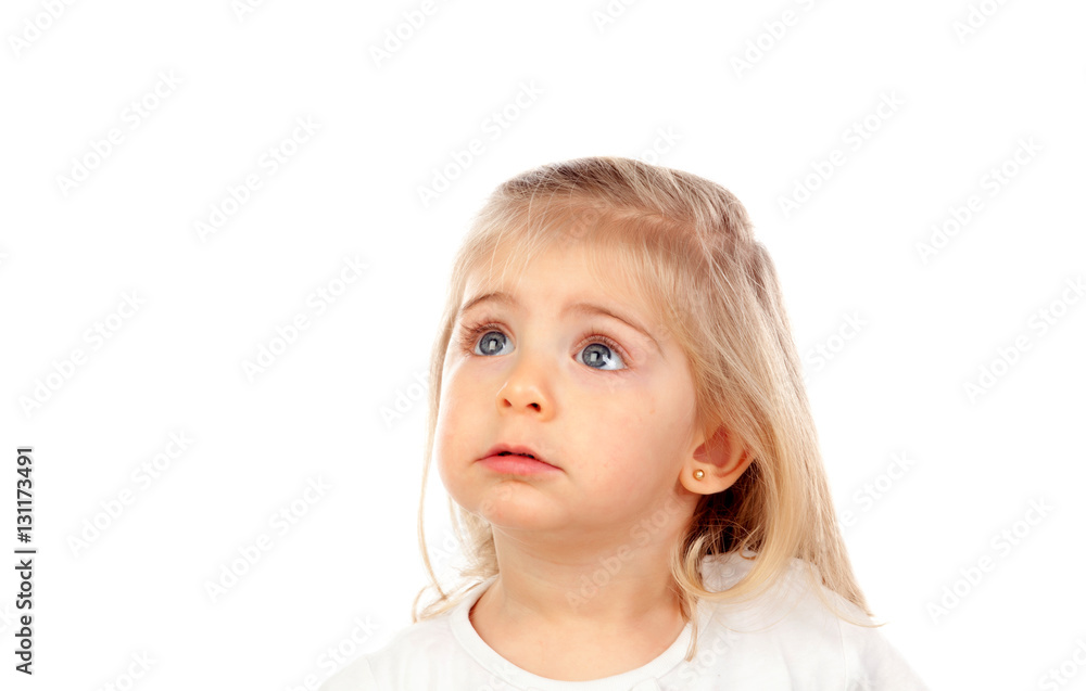 Pretty blonde baby girl with blue eyes Pretty blonde baby girl with blue eyes