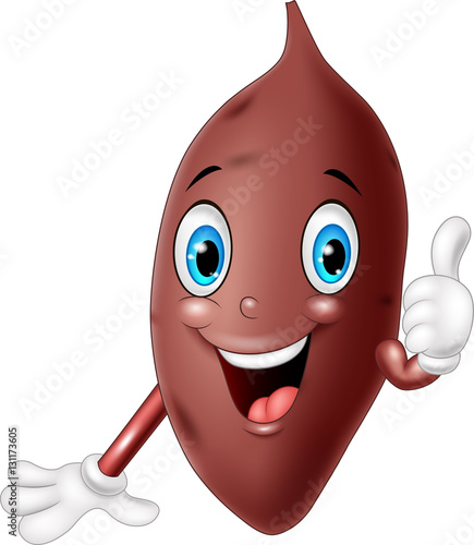 Cartoon sweet potato giving thumbs up