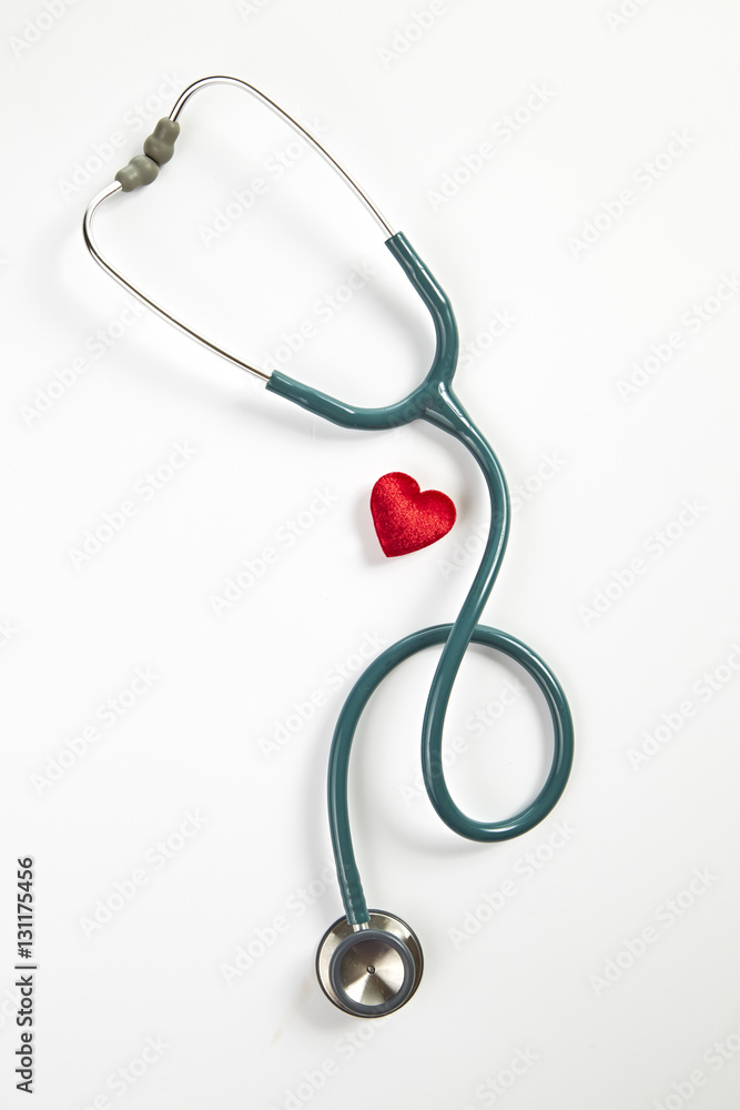 Red heart and stethoscope isolated on white background Red heart and stethoscope isolated on white background