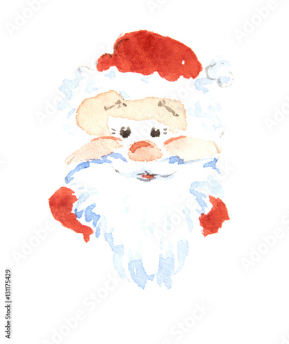 Santa Claus smiling  sticker  icon  trade mark. Watercolor