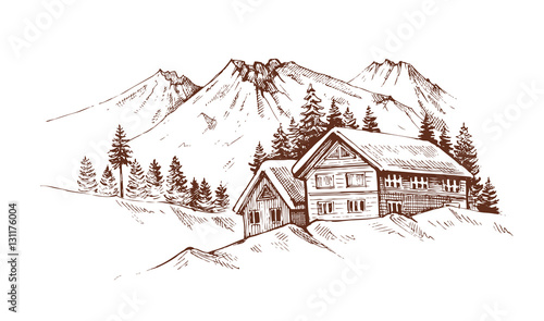 Hand drawn mountains
