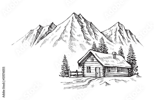 Slika na platnu Hand drawn mountains