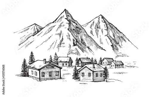 Hand drawn mountains