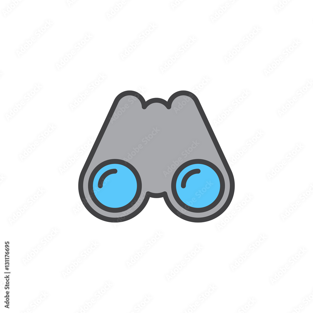 Binocular line icon, filled outline vector sign, linear colorful pictogram isolated on white. Search symbol, logo illustration Binocular line icon, filled outline vector sign, linear colorful pictogram isolated on white. Search symbol, logo illustration