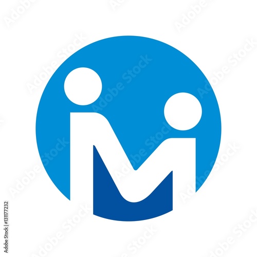 m logo with person symbol.