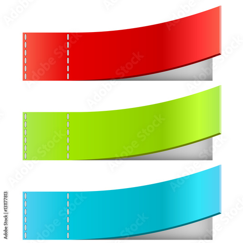 Abstract color sewed-up curled tags