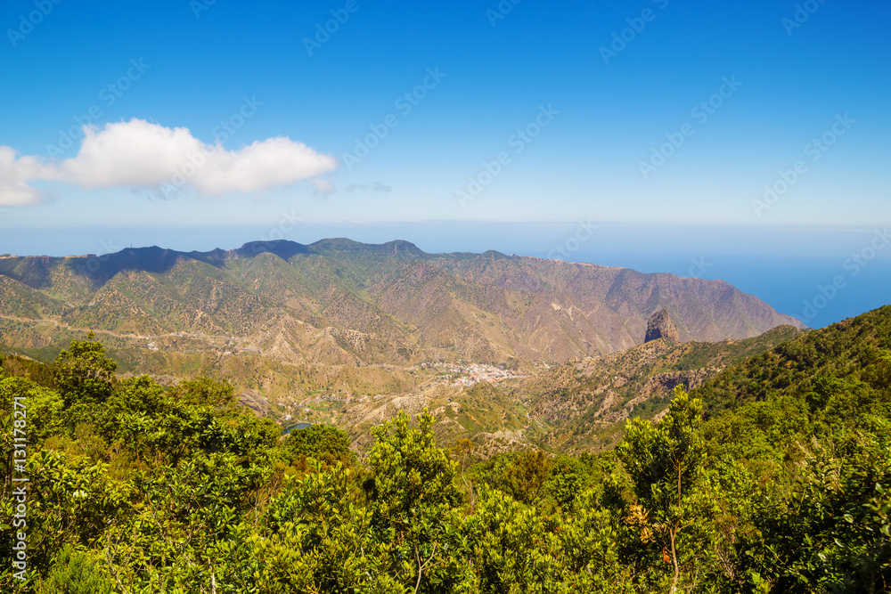 La Gomera island landscape in sunny day, Canary islands, Spain.