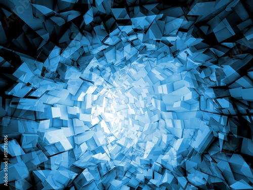 Abstract digital background, blue tunnel