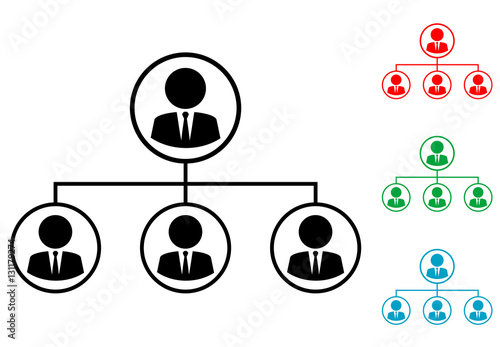 Icono plano organigrama horizontal varios colores