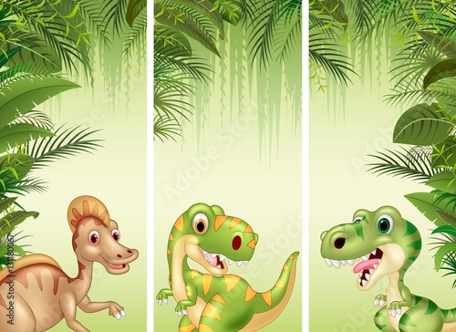 Fototapeta Naklejka Na Ścianę i Meble -  Set of three cartoon dinosaurs
