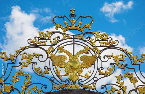 Golden two-headed eagle and crown - symbol of the Russian Empire