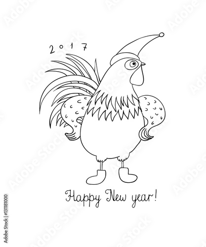 Rooster. Cartoon cock.