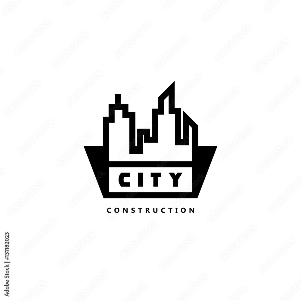 Construction company logo. Vector illustration. Building and construction. City icon. Building company logo. Vector design template