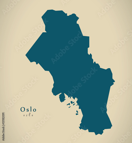 Canvas Print Modern Map - Oslo Norway NO illustration