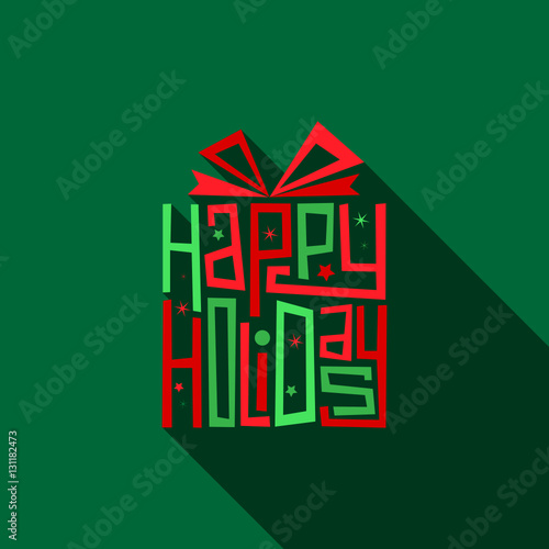 HAPPY HOLIDAYS gift with ribbon