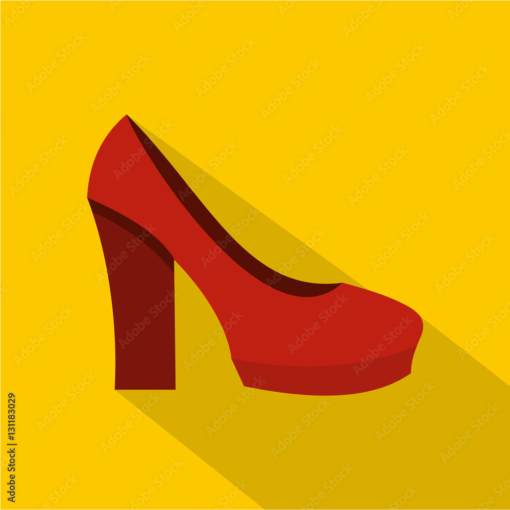 Red high heel shoes icon. Flat illustration of red high heel shoes vector icon for web Red high heel shoes icon. Flat illustration of red high heel shoes vector icon for web