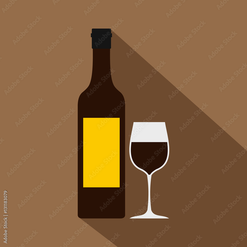 Fototapeta premium Bottle of wine icon. Flat illustration of bottle of wine vector icon for web