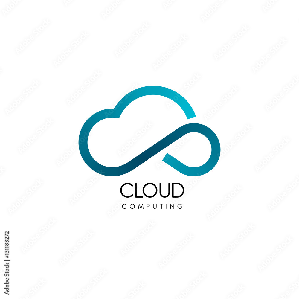 Cloud computing and storage vector logo. Technology design template Cloud computing and storage vector logo. Technology design template