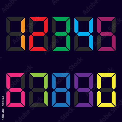 multicolored figures. colors of rainbow . e-numbers. vector illustration