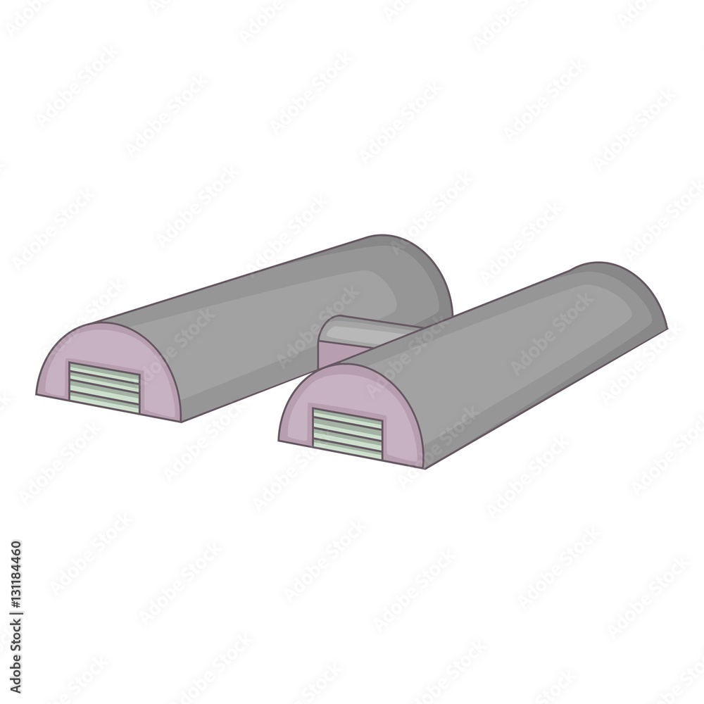 Two hangars icon. Cartoon illustration of two hangars vector icon for web Two hangars icon. Cartoon illustration of two hangars vector icon for web