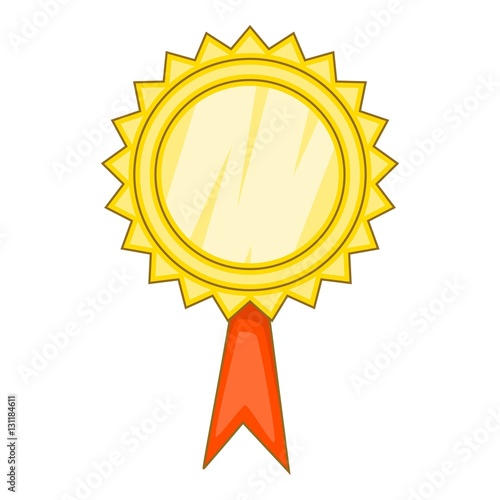 Gold awarrd with ribbon icon. Cartoon illustration of gold awarrd with ribbon vector icon for web photo