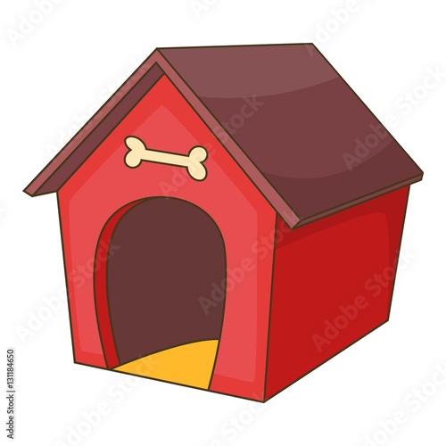 Red dog house icon. Cartoon illustration of dog house vector icon for web