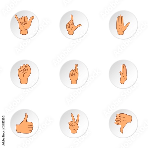 Fingers icons set. Cartoon illustration of 9 fingers vector icons for web