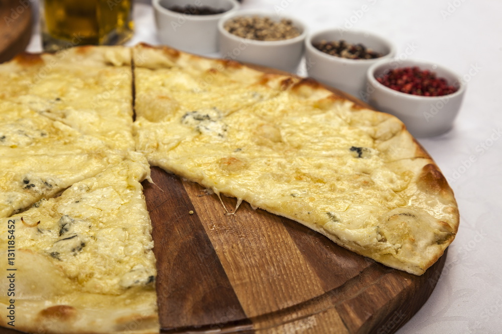 Pizza with cheese and peppers set Pizza with cheese and peppers set