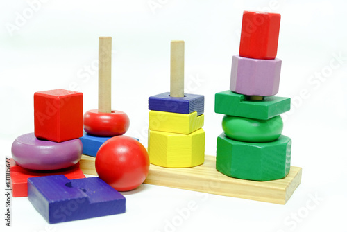 wooden toy on white background.