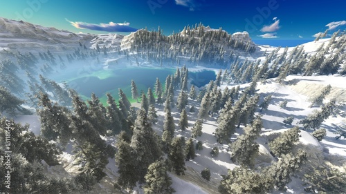 aerial view of a north american forest at fall 3d rendering