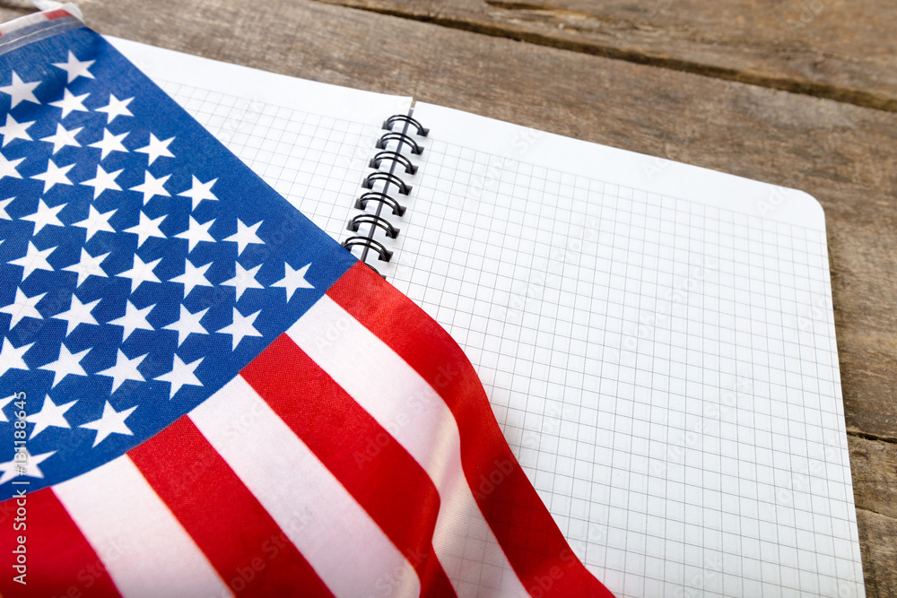 Obraz premium open book on American flag
