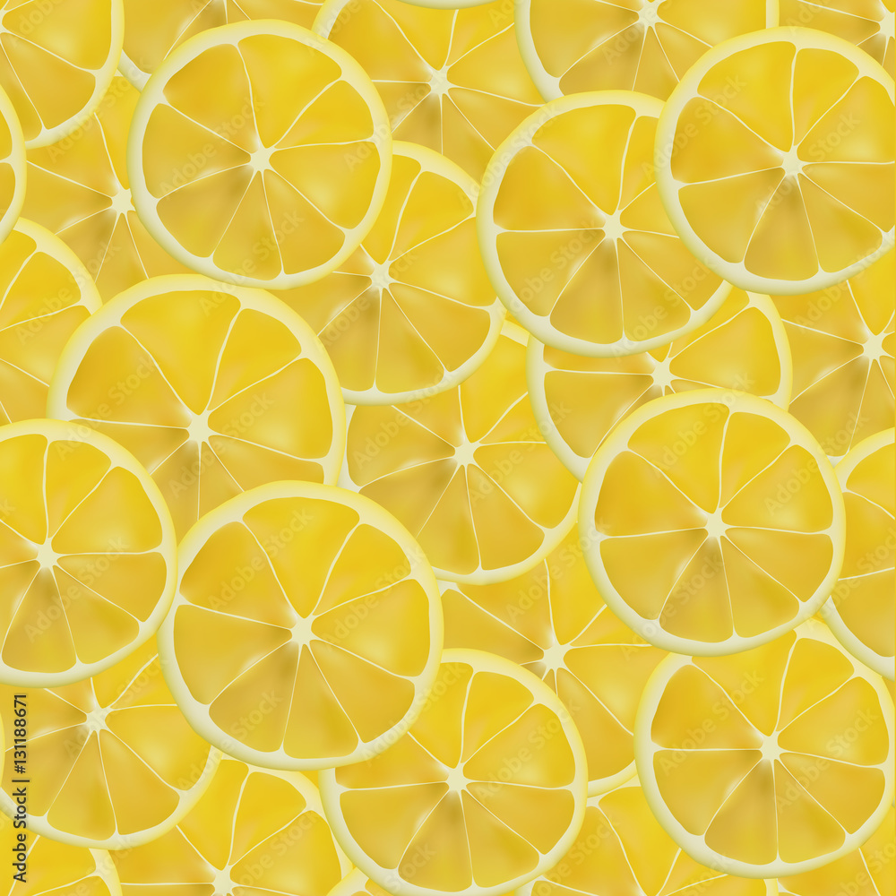 Vector realistic sliced lemon seamless pattern Vector realistic sliced lemon seamless pattern