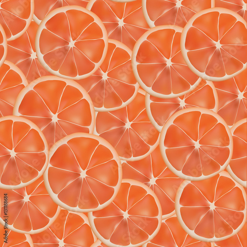 Vector realistic sliced grapefruit seamless pattern