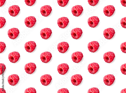 Vector realistic raspberry seamless pattern isolated