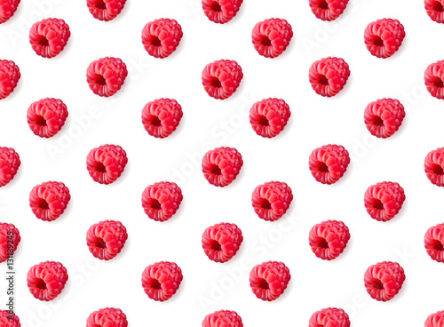 Vector realistic raspberry seamless pattern isolated