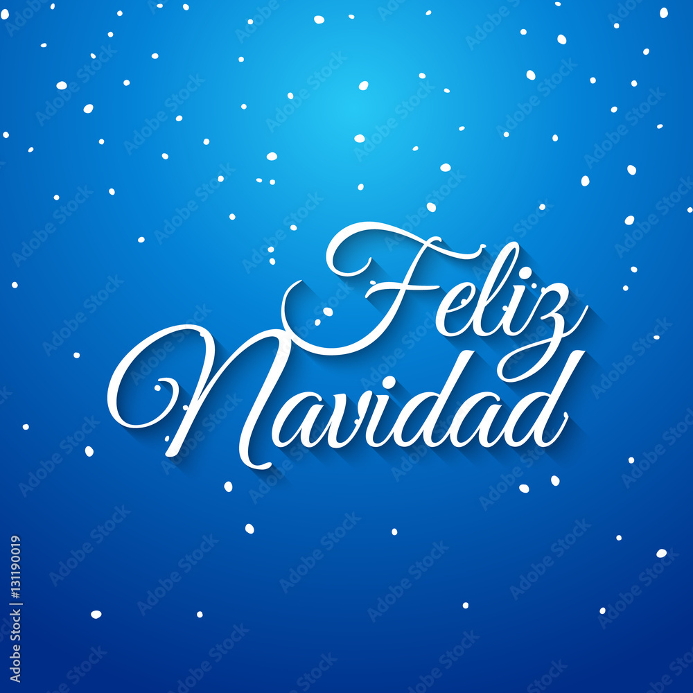 Feliz navidad spanish vector card. Mery Christmas greeting banner holiday celebration. Christmas typography feliz navidad