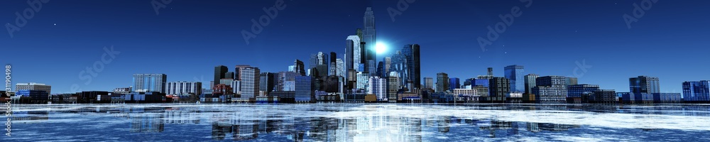 Obraz premium Panorama festive city. City on the river. 